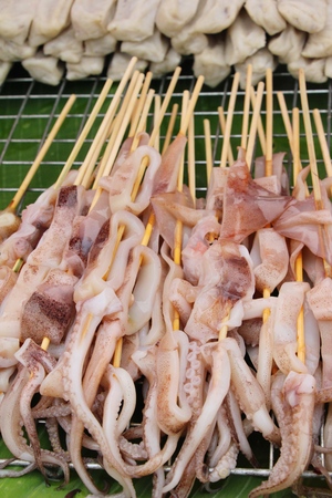 Grilled squid at street foodの写真素材
