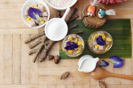 Sago dessert with coconut milk ,Thai dessertの写真素材