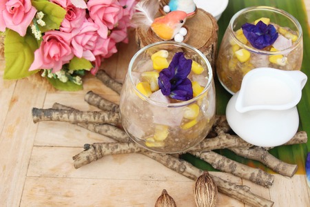 Sago dessert with coconut milk ,Thai dessertの写真素材