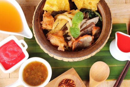 noodle soup with red sauce is deliciousの写真素材