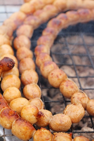 Grilled sausage asia is delicious in marketの写真素材