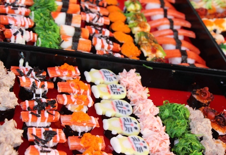 Mixed roll sushi set delicious, Japanese foodの写真素材