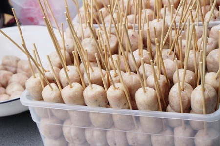 sausage asia for cooking at street foodの写真素材