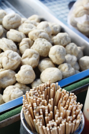 Fried meatballs is delicious at street foodの写真素材