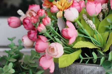 Beautiful roses of artificial flowers vintage styleの写真素材