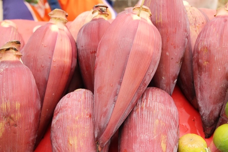 Banana blossom for cooking at street foodの写真素材