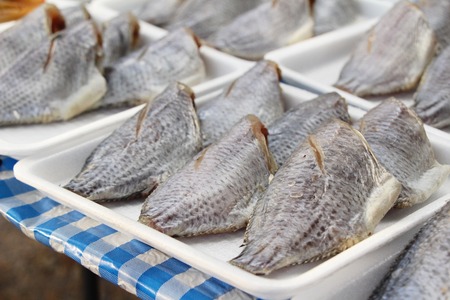 dried fish for cooking at street foodの写真素材