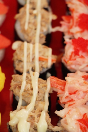 Mixed roll sushi set delicious, Japanese foodの写真素材