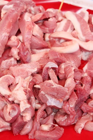 Raw pork for cooking at street foodの写真素材