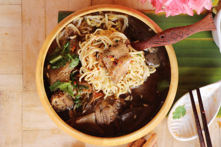 Duck noodle with vegetable and soup delicious