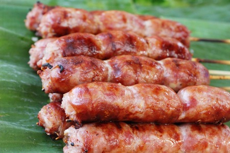 grilled sausage asia delicious at street foodの写真素材