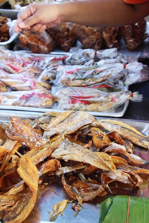 Fried fish is tasty at street foodの写真素材