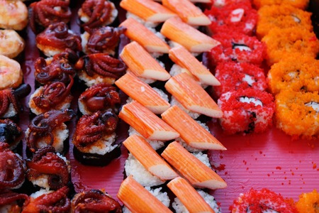 Mixed roll sushi set delicious, Japanese foodの写真素材