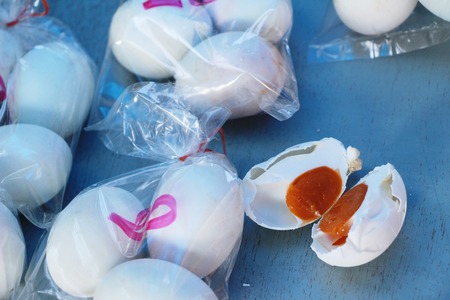 Salted egg is delicious at street foodの写真素材