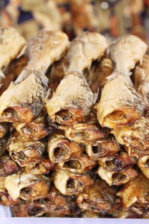 dried fish for cooking at street foodの写真素材