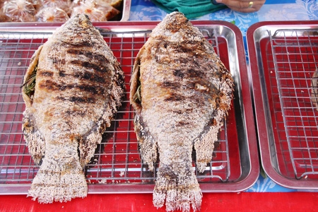 Grilled fish is delicious at street foodの写真素材
