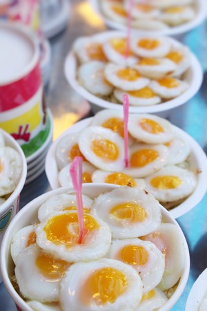 Quail eggs is delicious in street foodの写真素材
