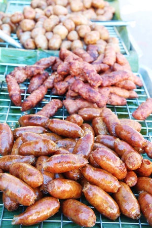 grilled sausage asia delicious at street foodの写真素材