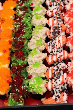 Mixed roll sushi set delicious, Japanese foodの写真素材