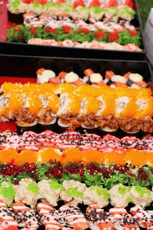Mixed roll sushi set delicious, Japanese foodの写真素材