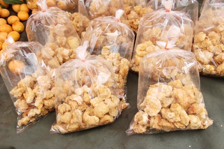 Fried pork skin delicious at street foodの写真素材