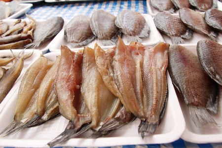 dried fish for cooking at street foodの写真素材