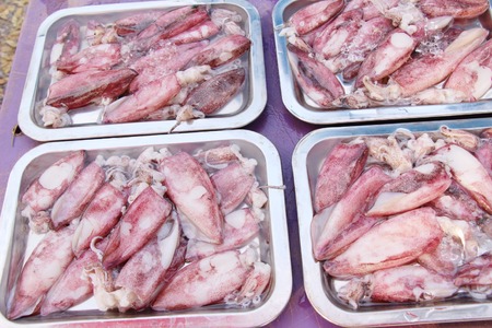 Fresh squid for cooking at street foodの写真素材