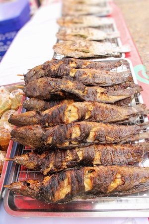 Grilled fish is delicious at street foodの写真素材