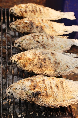 Grilled fish is delicious at street foodの写真素材