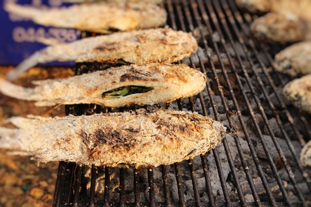 Grilled fish is delicious at street foodの写真素材