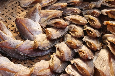 dried fish for cooking at street foodの写真素材