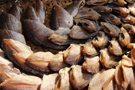 dried fish for cooking at street foodの写真素材