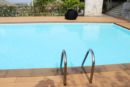 Stairs in the pool with the nature