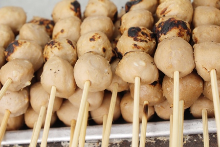 grilled meatballs is delicious at street foodの写真素材