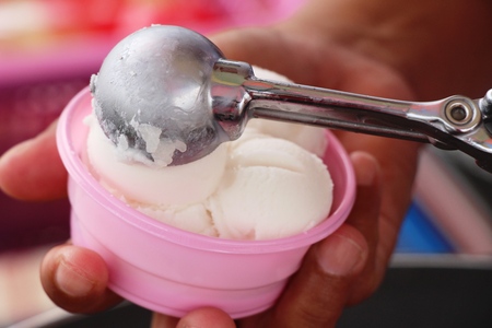 Fresh coconut milk ice creamの写真素材
