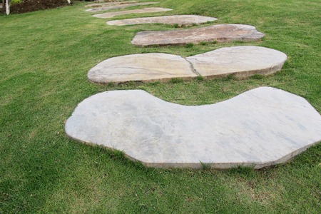 Garden walk way with stone in natureの写真素材