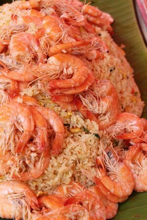 Shrimp fried rice with vegetables is deliciousの写真素材