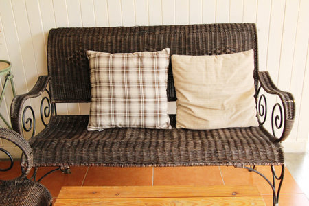 Set chairs of vintage style in garden