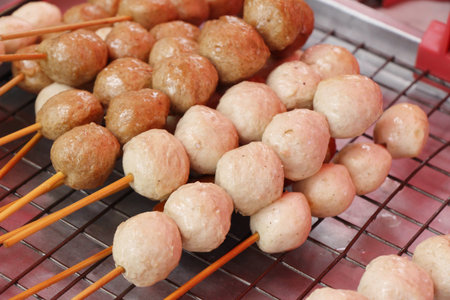 grilled meatballs is delicious at street food