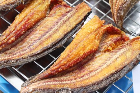 Fried fish is tasty at street foodの写真素材