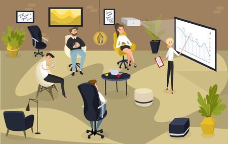 People at business presentation, project team manager, vector illustrationのイラスト素材