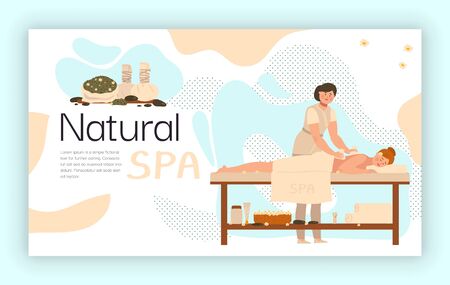 Natural spa treatment, skincare massage in wellness salon, people vector illustrationのイラスト素材