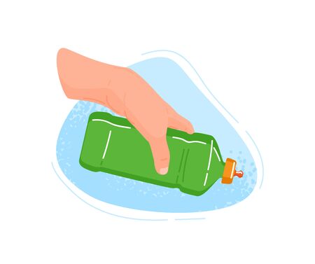 Cleaning hands stop covid, virus washing domestic tools. Disinfection equipment, sanitation isolated on white human hands cleaner service, housework set. Hygiene cleanup chores vector illustration.のイラスト素材