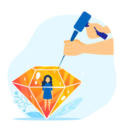 Child person diamond, parents care about kid illustration. Family people new born kid. Creating a child worldのイラスト素材