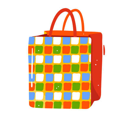 Gift box, birthday sale, paper packaging, colorful decor, holiday surprise. cartoon style vector illustration isolated on white.のイラスト素材