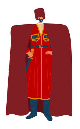 National culture, multinational people, Georgian traditional costume. Cartoon vector illustration isolated on white.のイラスト素材