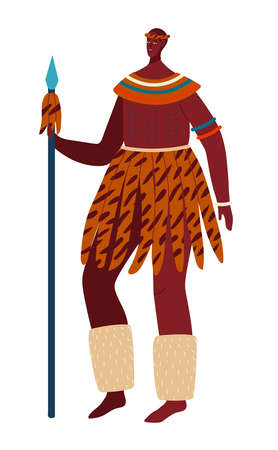National culture, multinational people, indigenous africa, traditional clothing style. Cartoon vector illustration isolated on white.のイラスト素材