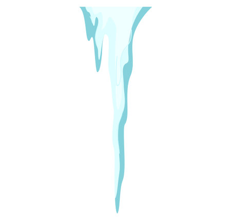 Pieces of ice and snow chunks, big icebergs, severe frost elements for design, snowflakes cartoon style, vector illustration.のイラスト素材