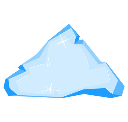 Ice banner template pieces of ice and snow chunks, big icebergs, severe frost elements for design cartoon style vector illustration.のイラスト素材