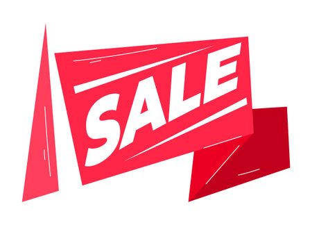Discount sale banner and icon for shopping sticker or tag banner isolated vector illustration isolated on white. Tags for special offer advertisement campaign. Shopping event, holiday sale price and discountのイラスト素材